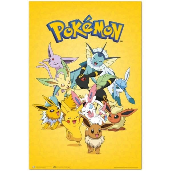 Poster Évoli et ses évolutions avec Pikachu