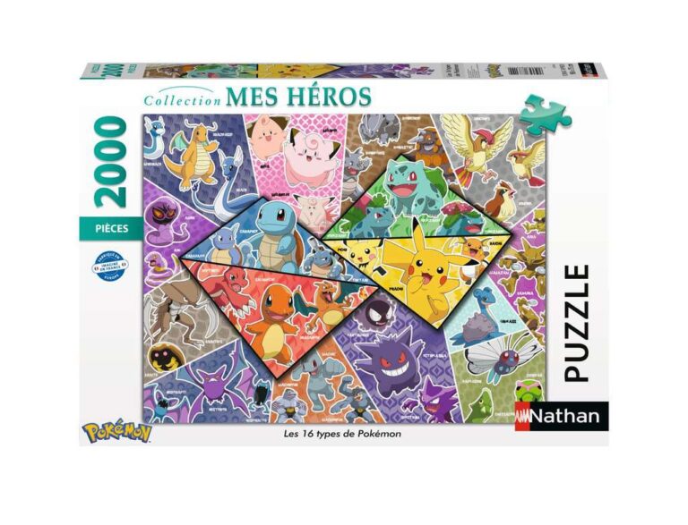 Puzzle les 16 types de Pokémon (2000 pièces)